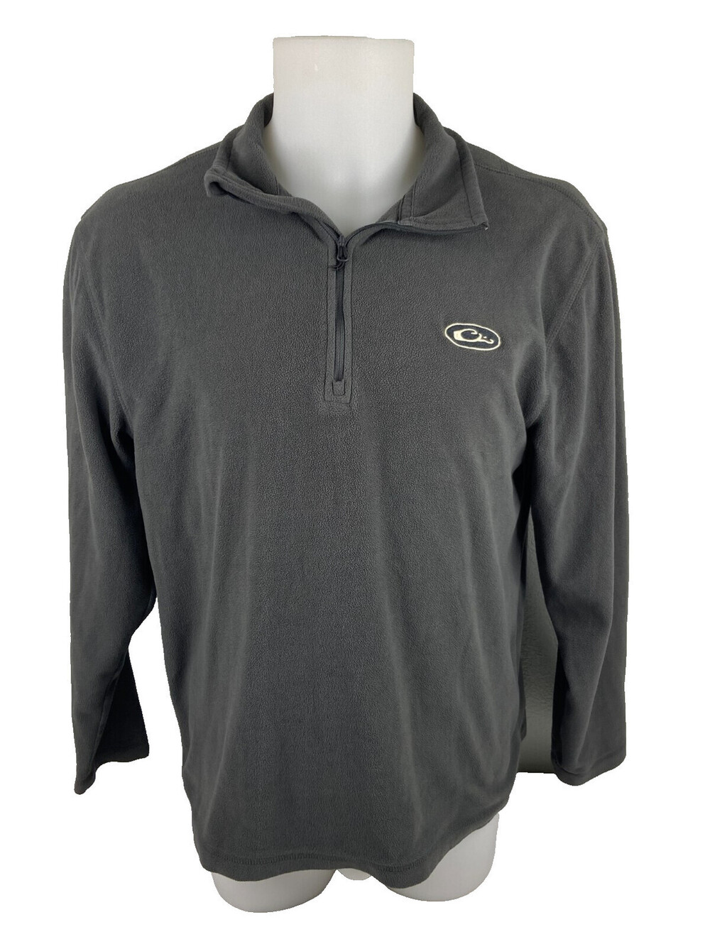 Drake Men Large Gray 1/4 Zip Fleece Pullover Jacket Outdoor Casual